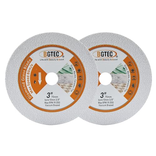Glas-Trennscheibe - BGTEC 3" 75mm Diamant-Trennscheibe für Glas, Jade, Kristall, Weinflaschen, Keramikfliesen, Marmor, Kunststein, 2 Pack von BGTEC