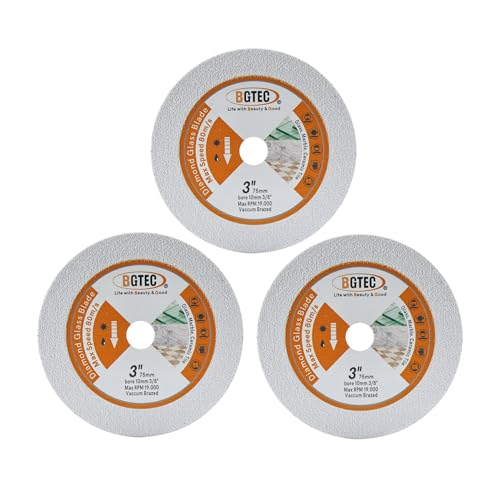 Glas-Trennscheibe - BGTEC 3" 75mm Diamant-Trennscheibe für Glas, Jade, Kristall, Weinflaschen, Keramikfliesen, Marmor, Kunststein, 3er Pack von BGTEC