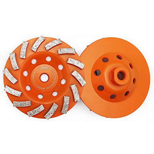 Schleifscheiben für Beton und Mauerwerk, BGTEC 2 Stück 125mm 14 Turbo Diamantsegmente Diamantschleifscheibe mit M14 Dorn von BGTEC