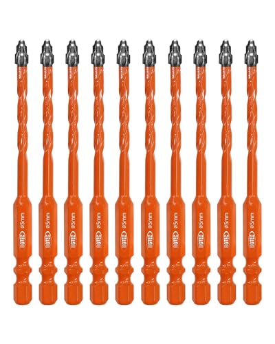 Vierschneidiger Sägezahn Exzenterbohrer BGTEC - 10 Stück 5MM Fliesenbohrer Set für Holz, Kunststoff, Ziegel, Fliesen, Glas, Beton, Marmor von BGTEC