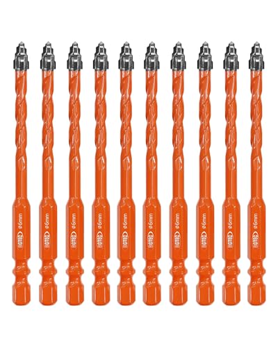 Vierschneidiger Sägezahn Exzenterbohrer BGTEC - 10 Stück 6MM Fliesenbohrer Set für Holz, Kunststoff, Ziegel, Fliesen, Glas, Beton, Marmor von BGTEC