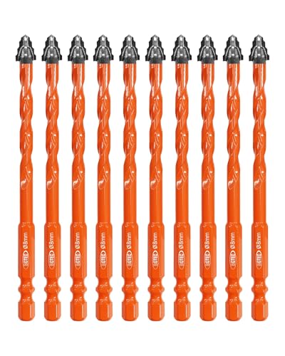 Vierschneidiger Sägezahn Exzenterbohrer BGTEC - 10 Stück 8MM Fliesenbohrer Set für Holz, Kunststoff, Ziegel, Fliesen, Glas, Beton, Marmor Vierschneidiger Sägezahn Exzenterbohrer BGTEC - 10 Stück 8MM Fliesenbohrer Set für Holz, Kunststoff, Ziegel, Fliesen, Glas, Beton, Marmor von BGTEC
