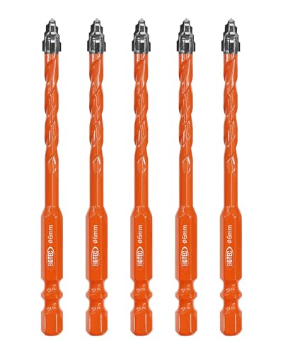 Vierschneidiger Sägezahn Exzenterbohrer BGTEC - 5 Stück 6MM Fliesenbohrer Set für Holz, Kunststoff, Ziegel, Fliesen, Glas, Beton, Marmor von BGTEC