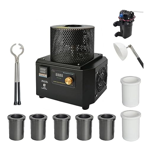 1200 Grad 1–3 kg tragbare schnelle Erwärmung Temperaturregelung Induktionsschmelzofen Goldschmelzmaschine Schmuckherstellungswerkzeug für Messer, Siegel, Schmuck, Glas, Edelsteine(MM-TC-2000 Set B) von BGTSF