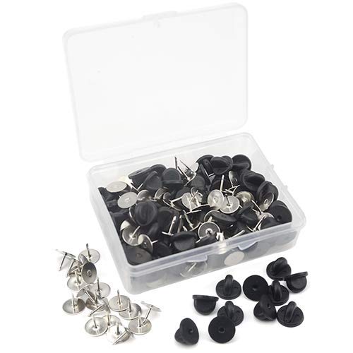 BGTXINGI 100Pcs Krawattennadeln mit 100Pcs PVC-Gummi schwarz Pins zurück für Schmuck Machen und Crafting von BGTXINGI