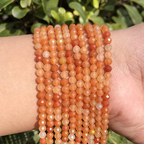 A+ Natürliche Rubine Steinperlen Kleiner Roter Kristall Runde Lose Perlen für DIY Schmuckherstellung Armbandperlen Zubehör-Roter Aventurin, 3 mm 110 Stück von BHADANI