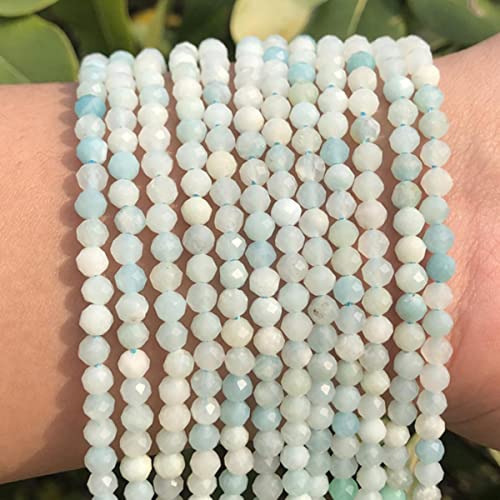A+ Natürliche Rubine Steinperlen kleine rote Kristalle runde lose Perlen für die DIY-Schmuckherstellung Armbandperlenzubehör-Amazonit, 2 mm, 170 Stück von BHADANI
