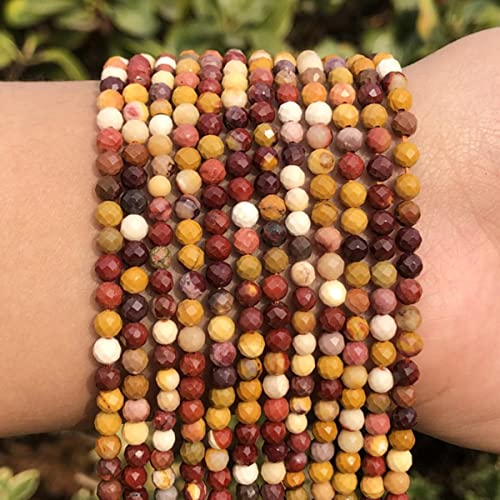 A+ Natürliche Rubine Steinperlen kleine rote Kristalle runde lose Perlen für die DIY-Schmuckherstellung Armbandperlenzubehör-Mookait, 3 mm, 110 Stück von BHADANI