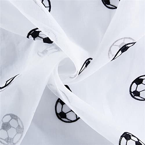 BHADANI Kurze Gardinen für Wohnzimmer, Schlafzimmer, Kind, Kinderzimmer, bestickter Fußball, Tüll, Fensterbehandlung, Vorhänge, schwarzer Fußball, B 150 x H 30 cm, Ringe Oben BHADANI Kurze Gardinen für Wohnzimmer, Schlafzimmer, Kind, Kinderzimmer, bestickter Fußball, Tüll, Fensterbehandlung, Vorhänge, schwarzer Fußball, B 150 x H 30 cm, Ringe Oben von BHADANI