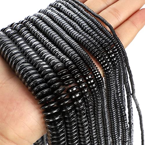Natursteinperlen, schwarzer, flacher Hämatit, lose Zwischenperlen für die Schmuckherstellung, Handarbeit, DIY, Armband, Halskette, Charm-Zubehör, Schwarz, 4 x 1 mm, ca. 270 Stück von BHADANI