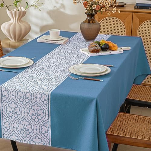 BHCCY Jacquard-Tischdecke mit Muster, auslaufsicher, knitterfrei, weiche Tischdecke für Esszimmer, Dekoration, Bankett, Partys, Veranstaltungen, Urlaub, Abendessen (Edelsteinblau, 140 x 200 cm) von BHCCY