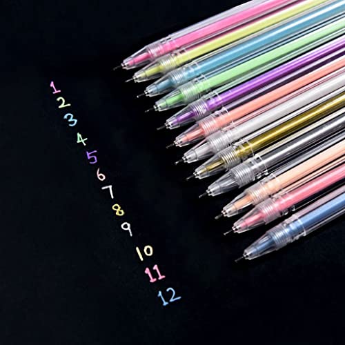 9-teiliges farbiges Gelstifte-Set, blau, 0,5 mm, Kugelschreiber für Tagebuch, niedliches Schulbedarf, Schreibwarenbedarf (Farbe: transparent, Größe: 12 Stück) von BHFDUBUAAAXXXXUF
