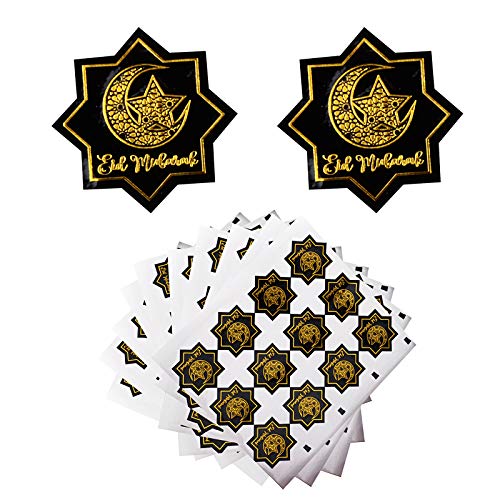 120 Stück 4cm Eid Mubarak Aufkleber Sticker Party Ramadan Dekoration Letters Aufkleber Party Supplies Deko(Schwarz) von BHGT