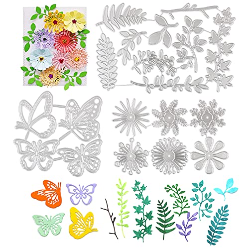 19 Pcs Stanzschablonen Blumen Schmetterlinge Schneiden Schablonen Stanzformen Metall Prägeschablonen Set Stanzschablonen Blumen Blätter Stanzschablone Schmetterlinge Frühling von BHGT