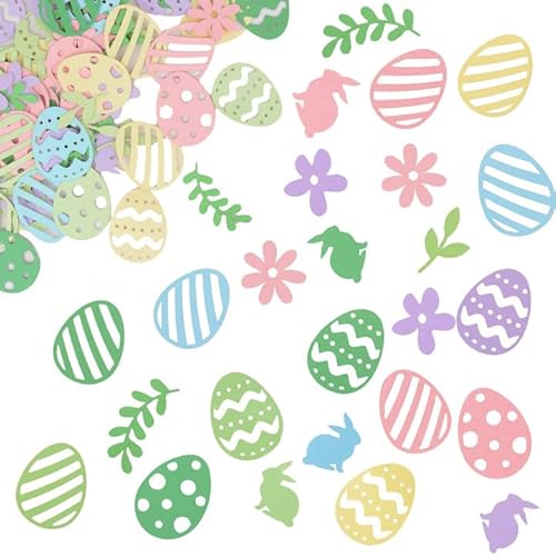 BHGT 100 Stück Ostern Konfetti Ostern Streudeko Oster Eier Tischdeko Osterhasen Deko Oster Tischdeko Easter Geschenk zum Basteln DIY von BHGT