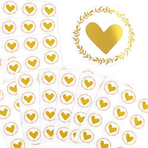 BHGT 120pcs 3.5cm Umschlag Aufkleber Herz Gold Wachssiegel Selbstklebend Briefumschlag Siegelaufkleber Liebe Hochzeit Aufkleber Deko Herz Sticker Herz Aufkleber für Valentinstag von BHGT