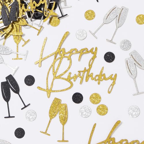 BHGT 150 Stücke Tischdeko Geburtstag Streudeko Konfetti Happy Birthday Doppelseitig Glitzer Gold Schwarz Deko BHGT 150 Stücke Tischdeko Geburtstag Streudeko Konfetti Happy Birthday Doppelseitig Glitzer Gold Schwarz Deko von BHGT