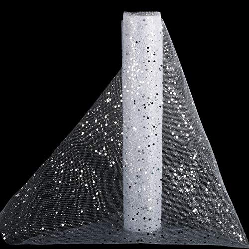 Tüll Stoff 30cm 9M Dekostoff Tüll Rolle Tischläufer mit Glitzern Weihnachten aus Tüllstoff Tischband Tüllband für Hochzeit Kommunion Fest Weiß von BHGT
