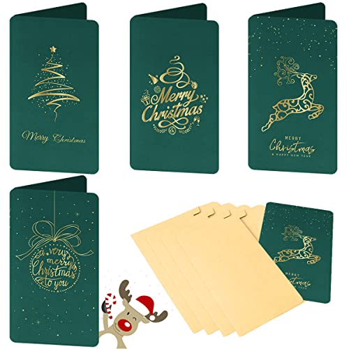 Weihnachtskarten mit Umschlag Set, Multipack Blanko Frohe Weihnachten Karte Weihnachtsgrußkarten Kraftpapier Briefumschläge, Vintage Bronzing Weihnachtskarten Klappkarten Dankeskarten Visitenkarten von BHGWR