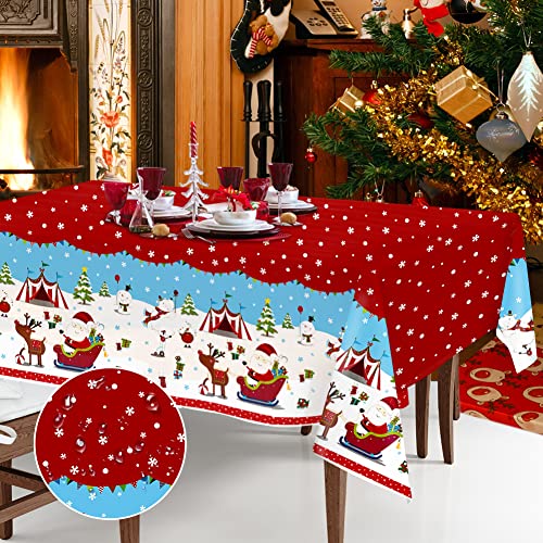 Weihnachtstischdecke Rot, PVC Plastik Rechteckig Abwaschbar Tischdecke Weihnachten Tischläufer Einweg Party Tischdecken Wasserdicht Wachstuch 120 x 180 cm Tischtuch für Esstisch Weihnachts Tischdeko Weihnachtstischdecke Rot, PVC Plastik Rechteckig Abwaschbar Tischdecke Weihnachten Tischläufer Einweg Party Tischdecken Wasserdicht Wachstuch 120 x 180 cm Tischtuch für Esstisch Weihnachts Tischdeko von BHGWR