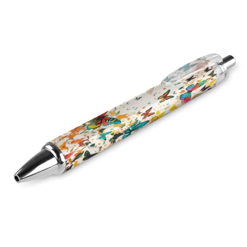 BHHJKK Bunte Schmetterlings-Graffiti-Kugelschreiber, schmal, einziehbar, mittlere Spitze (0,5 mm schwarze Tinte), für Damen und Herren, 1 Stück von BHHJKK