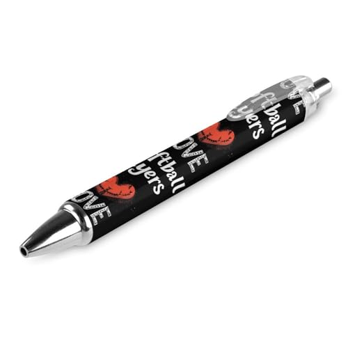 BHHJKK I Love Softball-Player-Kugelschreiber, gemustert, einziehbar, rund, feine Spitze, 0,5 mm, Schwarz, 4 Stück von BHHJKK