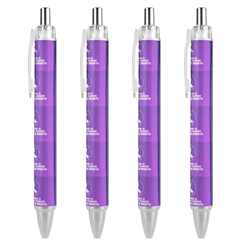 BHHJKK I Wear Druckkugelschreiber für Bauchspeicheldrüsenkrebs in Lila für Bauchspeicheldrüsenkrebs, Schreibkugelschreiber, schwarze Tinte, Kugelschreiber, Geschenke für Studenten, Bürobedarf von BHHJKK