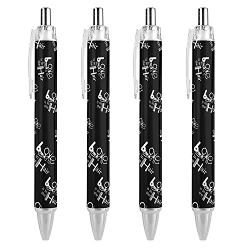 BHHJKK Kugelschreiber für Friseursalon, Friseur Love, schwarz, einziehbar, 0,5 mm, feine Spitze, schnelltrocknend, glattes Schreiben, 2 Stück von BHHJKK