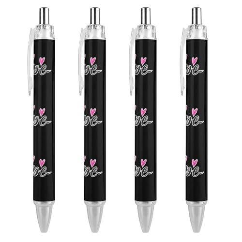 BHHJKK Kugelschreiber mit Aufdruck "Hope" für Brustkrebs-Bewusstsein für Damen und Herren, 0,5 mm, feiner einziehbarer Kugelschreiber, 4 Stück von BHHJKK