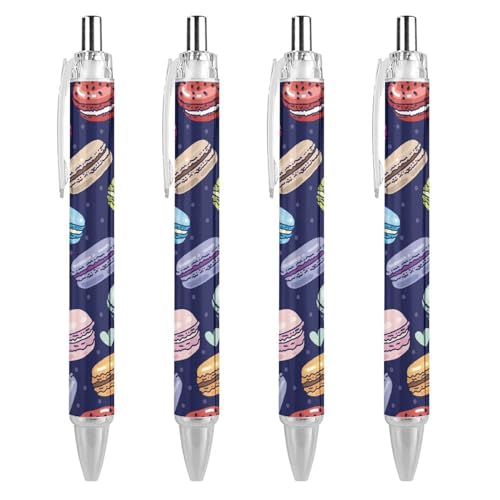 BHHJKK Kugelschreiber mit Macaron-Druck, für Damen und Herren, 0,5 mm, feine einziehbare Kugelschreiber, 4 Stück von BHHJKK