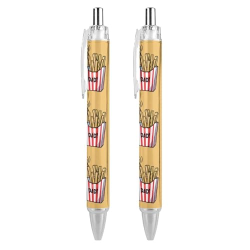BHHJKK Lustiger Kugelschreiber, Motiv: Pommes Frites zum Vatertag, mit feiner Spitze, 0,5 mm, runder Schaft, 4 Stück, Büro von BHHJKK