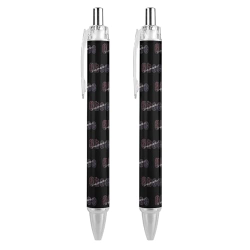 BHHJKK Oboe schwarzer einziehbarer Kugelschreiber, 0,5 mm, feine Spitze, schnelltrocknend, glattes Schreiben, 2 Stück von BHHJKK