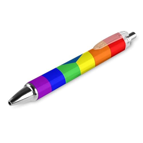 BHHJKK PR State LGBT Kugelschreiber mit Regenbogen-Flagge, niedlich, einziehbar, feine Spitze, 0,5 mm, runder Schaft, 4 Stück, Büro von BHHJKK
