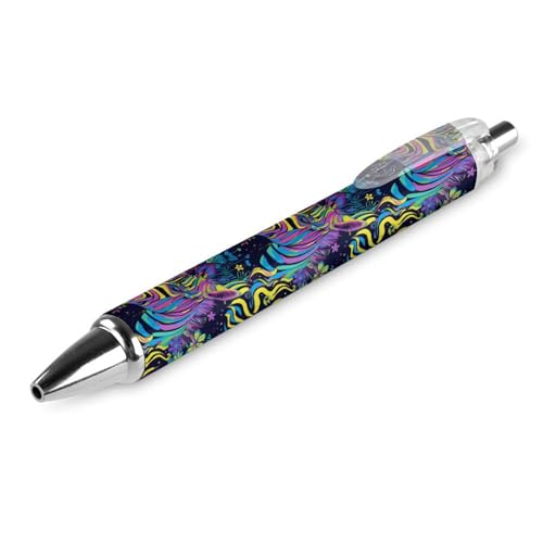 BHHJKK Psychedelic Zebra Kugelschreiber, gemustert, einziehbar, schwarz, runder Schaft, feine Spitze, 0,5 mm, 4 Stück von BHHJKK