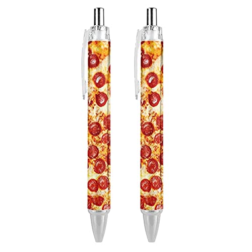 BHHJKK Realistischer Pizza-Lebensmittel-Kugelschreiber, tragbar, schwarze Tinte, Kugelschreiber, Arbeitsstifte für Büro, Schreibwaren, Geschenke, 4 Stück von BHHJKK