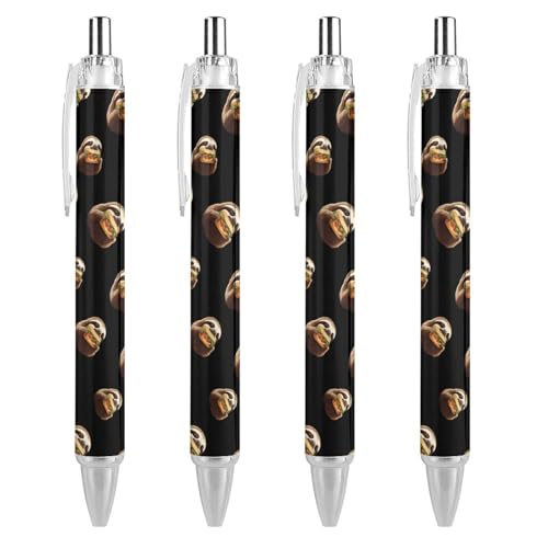 BHHJKK Sandwich Faultier schwarzer einziehbarer Kugelschreiber, 0,5 mm, feine Spitze, schnelltrocknend, glattes Schreiben, 4 Stück von BHHJKK