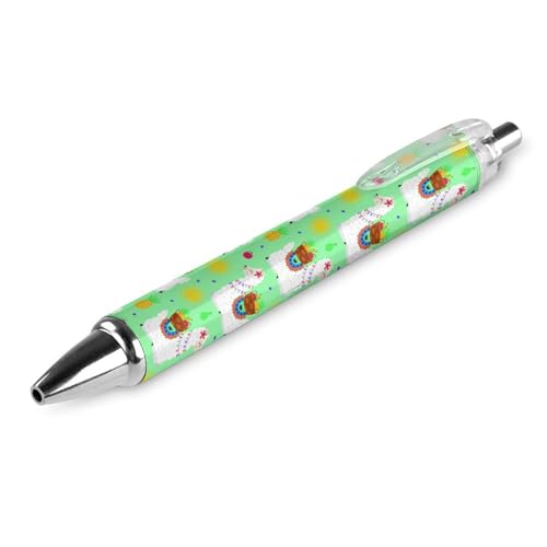 BHHJKK Schwarze Kugelschreiber, Kugelschreiber, glattes Schreiben, Gelschreiber, einziehbar, 0,5 feine Spitze, für Schule, Büro, Lama, Früchte, Muster, 4 Stück von BHHJKK
