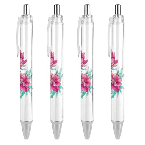 BHHJKK Schwarzer Kugelschreiber, Kugelschreiber, glattes Schreiben, Gelschreiber, einziehbar, 0,5 feine Spitze, für Schule, Büro, tropisches rosa Blumenmuster, 1 Stück BHHJKK Schwarzer Kugelschreiber, Kugelschreiber, glattes Schreiben, Gelschreiber, einziehbar, 0,5 feine Spitze, für Schule, Büro, tropisches rosa Blumenmuster, 1 Stück von BHHJKK