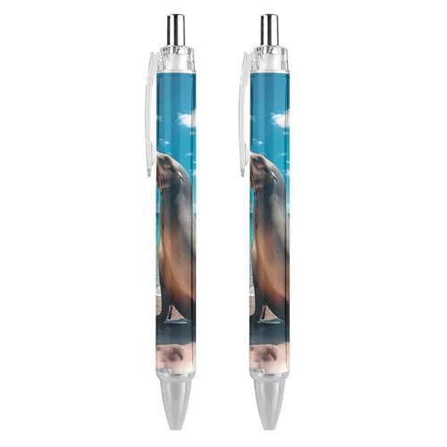 BHHJKK Sea Lion Druckkugelschreiber, blaue Tinte, Kugelschreiber, Arbeitsstift für Männer und Frauen, 2 Stück von BHHJKK