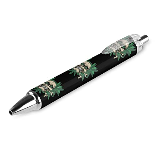 BHHJKK SkullWeed Kugelschreiber, blaue Tinte, einziehbarer Kugelschreiber, Arbeitsstift für Männer und Frauen, 1 Stück von BHHJKK
