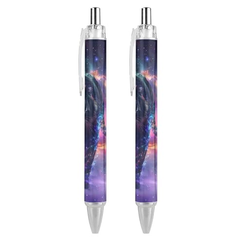BHHJKK Wildlife Tiger Galaxy Druckkugelschreiber, tragbar, blaue Tinte, Kugelschreiber, Arbeitsstifte für Zuhause, Büro, 2 Stück von BHHJKK