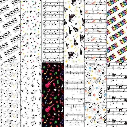 24 Blatt Musiknoten Muster Papier 30,5 x 30,5 cm Musiknoten Scrapbook Papier Block Doppelseitiges Musik Klavier gemustert Dekorative Bastelpapier Musiknoten Taschentuch Scrapbooking Supplies Papiere von BHNACIER