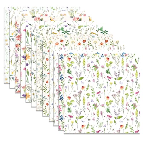 24 Blatt Wildblumenmuster-Papier, 30,5 x 30,5 cm, Frühlings-Wildblumen-Scrapbook, Papierblock, doppelseitig, kleine gebrochene Blume, Schmetterling, gemustert, dekoratives Bastelpapier, Blumenmuster, 24 Blatt Wildblumenmuster-Papier, 30,5 x 30,5 cm, Frühlings-Wildblumen-Scrapbook, Papierblock, doppelseitig, kleine gebrochene Blume, Schmetterling, gemustert, dekoratives Bastelpapier, Blumenmuster, von BHNACIER