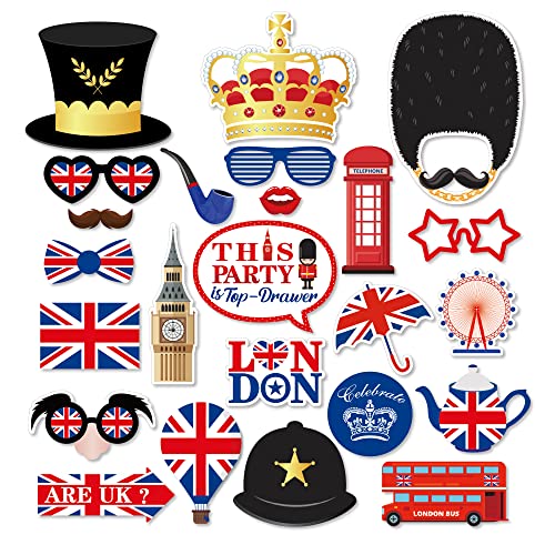 25 Stück britische Foto-Requisiten mit Stab, lustige britische Party-Requisiten, UK-England-Selfie-Requisiten, britischer Nationalfeiertag, Party-Dekoration, UK-England-London-Flagge, Muster, 25 Stück britische Foto-Requisiten mit Stab, lustige britische Party-Requisiten, UK-England-Selfie-Requisiten, britischer Nationalfeiertag, Party-Dekoration, UK-England-London-Flagge, Muster, von BHNACIER
