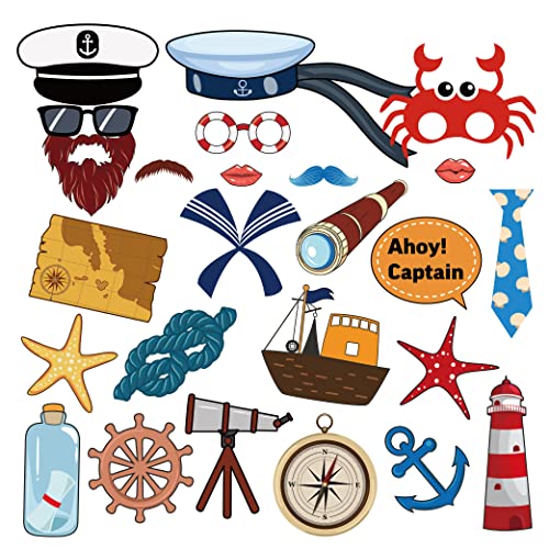 25 Stück nautische Foto-Requisiten, nautisches Thema, Foto-Requisiten mit Stab, Ahoi-Seemanns-Fotoautomaten-Requisiten, Ahoi-Boy-Thema, Selfie-Requisiten, Kreuzfahrt, Anker, Segelboot, Yacht, 25 Stück nautische Foto-Requisiten, nautisches Thema, Foto-Requisiten mit Stab, Ahoi-Seemanns-Fotoautomaten-Requisiten, Ahoi-Boy-Thema, Selfie-Requisiten, Kreuzfahrt, Anker, Segelboot, Yacht, von BHNACIER