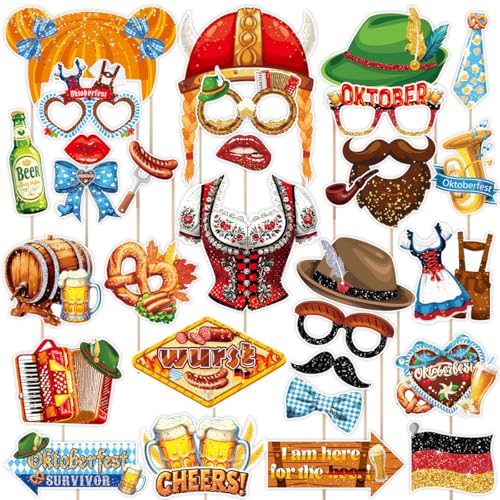 30 Stück München Oktoberfest Photo Booth Requisiten Kit Deutsches Oktoberfest Selfie Requisiten Oktober Festival Party Dekorationen Bayerisches Bier Festival Wurst Gold Kleid Lederhose Thema 30 Stück München Oktoberfest Photo Booth Requisiten Kit Deutsches Oktoberfest Selfie Requisiten Oktober Festival Party Dekorationen Bayerisches Bier Festival Wurst Gold Kleid Lederhose Thema von BHNACIER