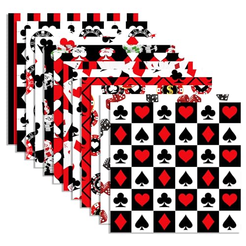 Casino Poker Scrapbook Papier – 24 Blatt Casino Poker Muster Papier 30 x 30 cm schwarz rot weiß Poker Karte gemustert doppelseitige Karten spielen dekorative Bastelpapier für Kartenherstellung von BHNACIER