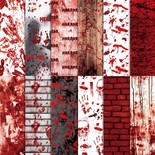 Halloween Blood Handprints Hintergrundpapier, 24 Stück von BHNACIER