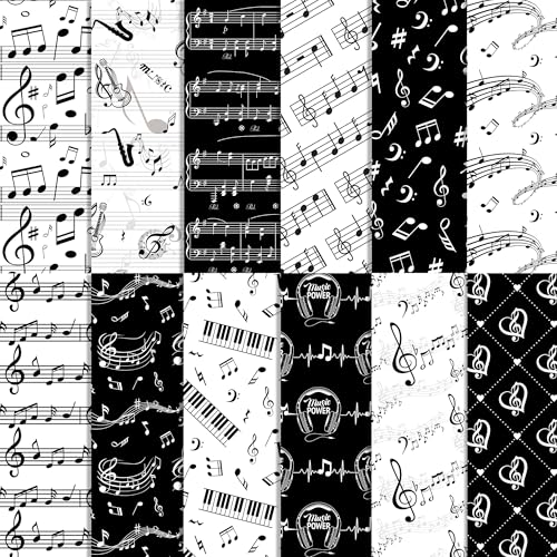 Hintergrundpapier mit Musiknoten, Schwarz und Weiß, 24 Stück Hintergrundpapier mit Musiknoten, Schwarz und Weiß, 24 Stück von BHNACIER