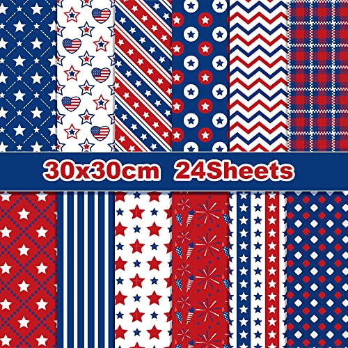 Scrapbook-Papier mit patriotischer amerikanischer Flagge, 4. Juli, Musterpapier, 30,5 x 30,5 cm, strukturiert, doppelseitig, dekoratives Bastelpapier für Scrapbooking, Kartenherstellung, Junk Journal Scrapbook-Papier mit patriotischer amerikanischer Flagge, 4. Juli, Musterpapier, 30,5 x 30,5 cm, strukturiert, doppelseitig, dekoratives Bastelpapier für Scrapbooking, Kartenherstellung, Junk Journal von BHNACIER